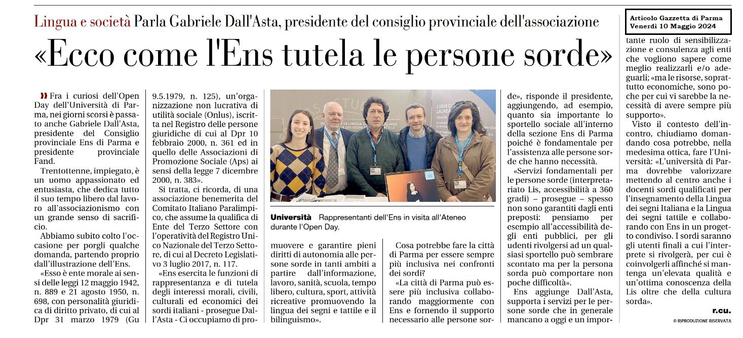 Gazzetta di Parma e articolo su Università Venerdì 10 Maggio 2024